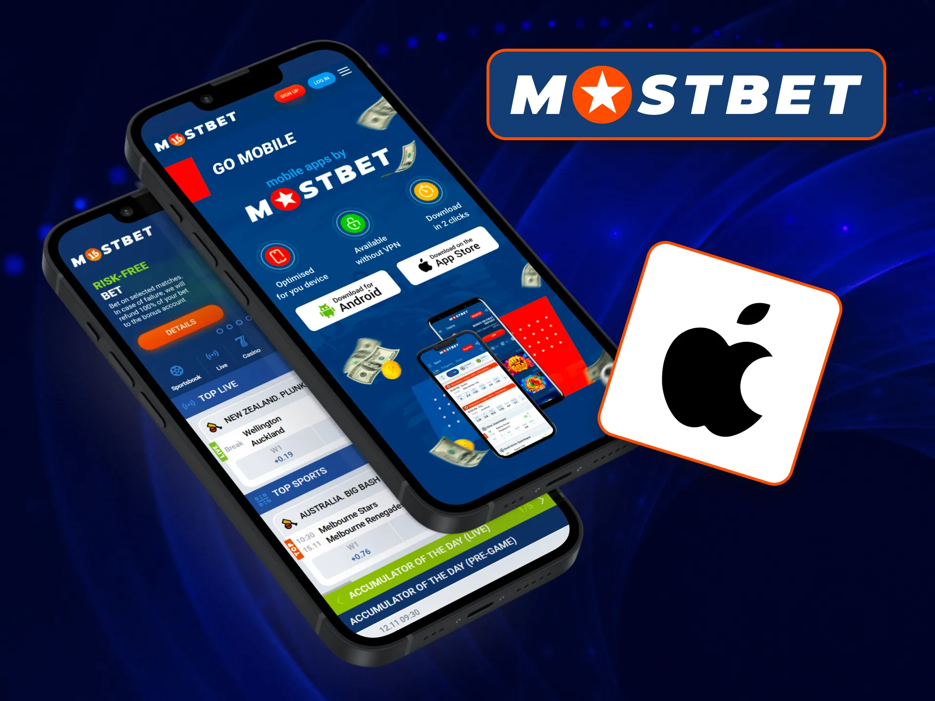 Devices running on the iOS operating system on which you can install Mostbet application.