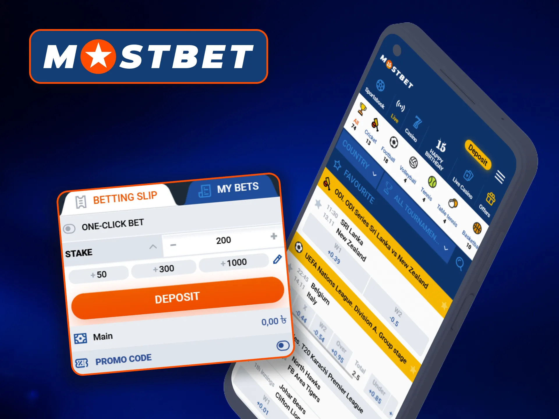 Current betting options available in Mostbet application.