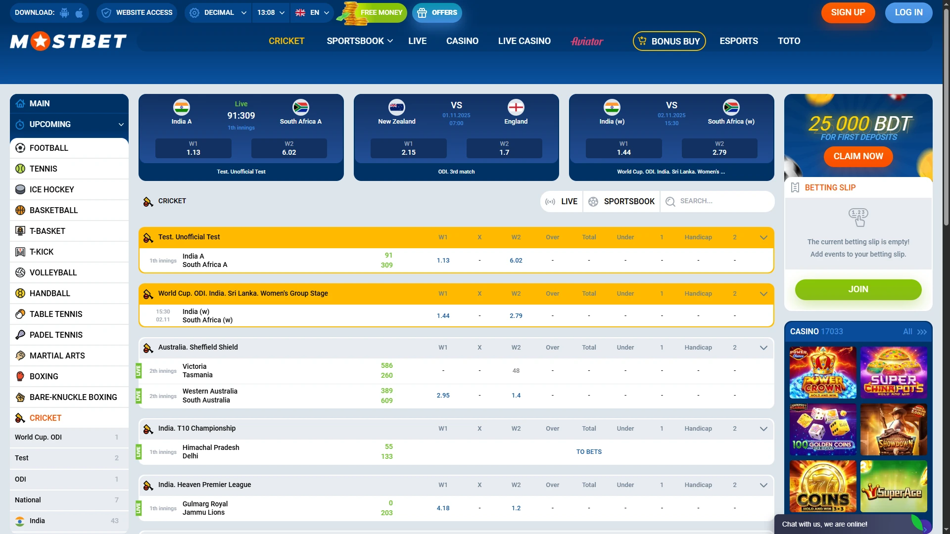 Bet on your favourite teams, players or predict scores and multiply your wins at Mostbet.